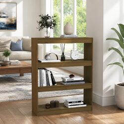 Honey Brown Wooden Book Cabinet Room Divider