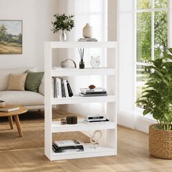 Elegant White Wooden Book Cabinet with 4 Compartments