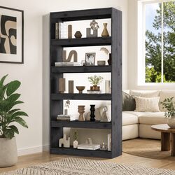 Grey Solid Pine Wood Book Cabinet Room Divider