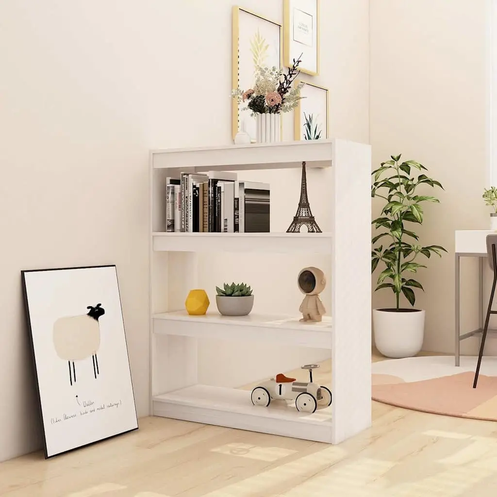 White Wooden Book Cabinet Shelf 100x30x103 cm