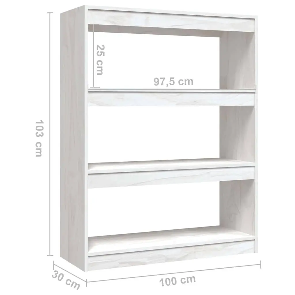 White Wooden Book Cabinet Shelf 100x30x103 cm