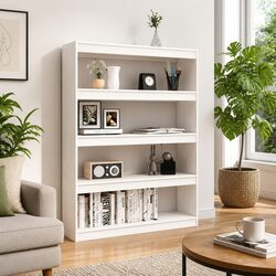 White Wooden Book Cabinet Shelf 100x30x135.5cm
