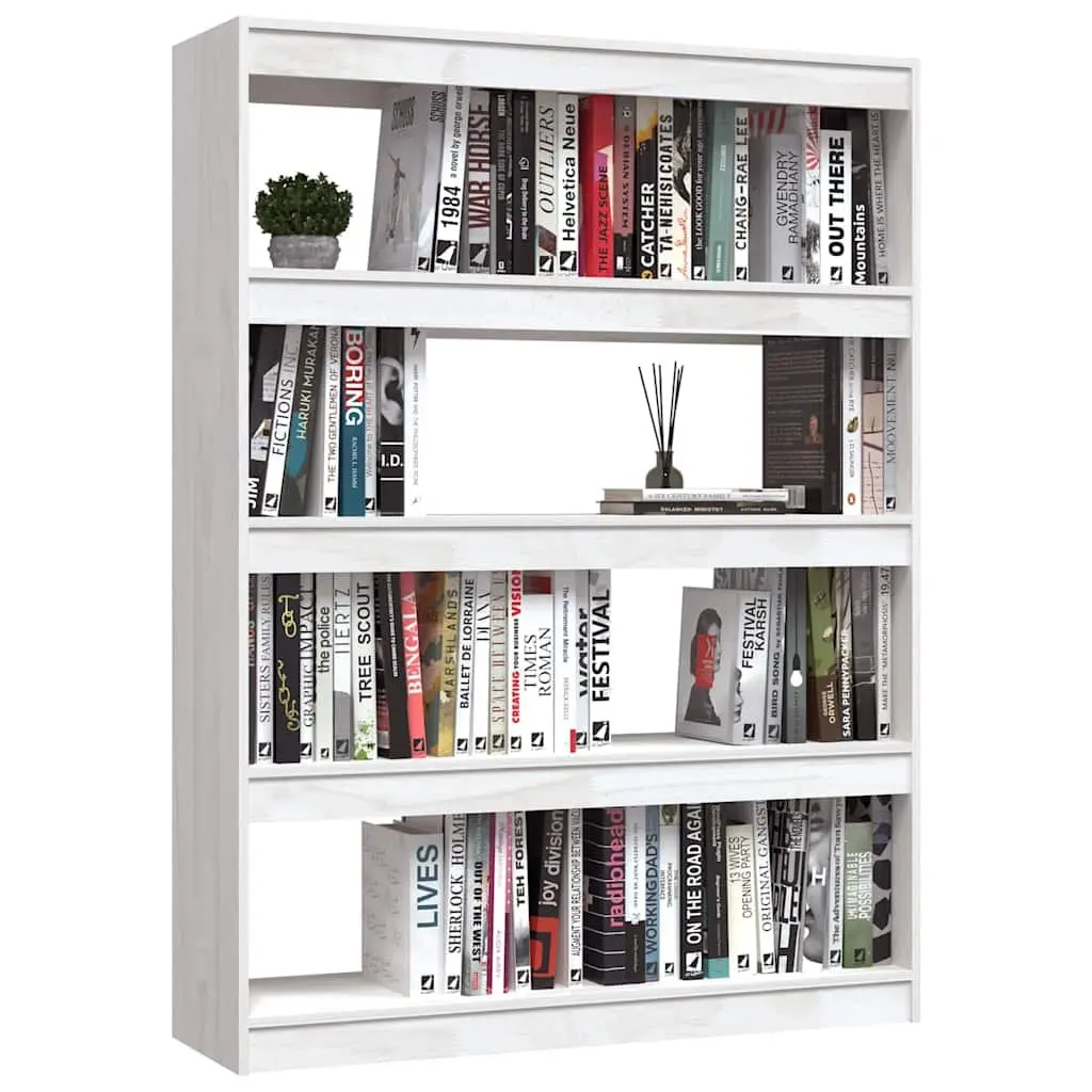 White Wooden Book Cabinet Shelf 100x30x135.5cm