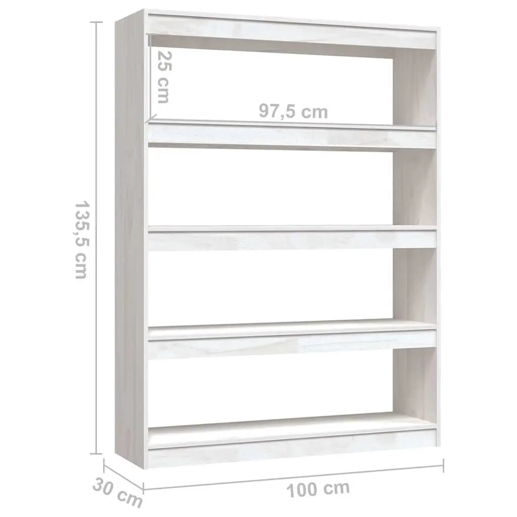 White Wooden Book Cabinet Shelf 100x30x135.5cm
