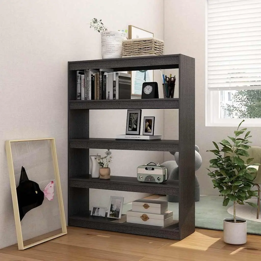 Pinewood Book Divider Grey 100x30x135.5 cm Solid Storage Shelf