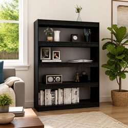 Black Wooden Book Cabinet and Room Divider