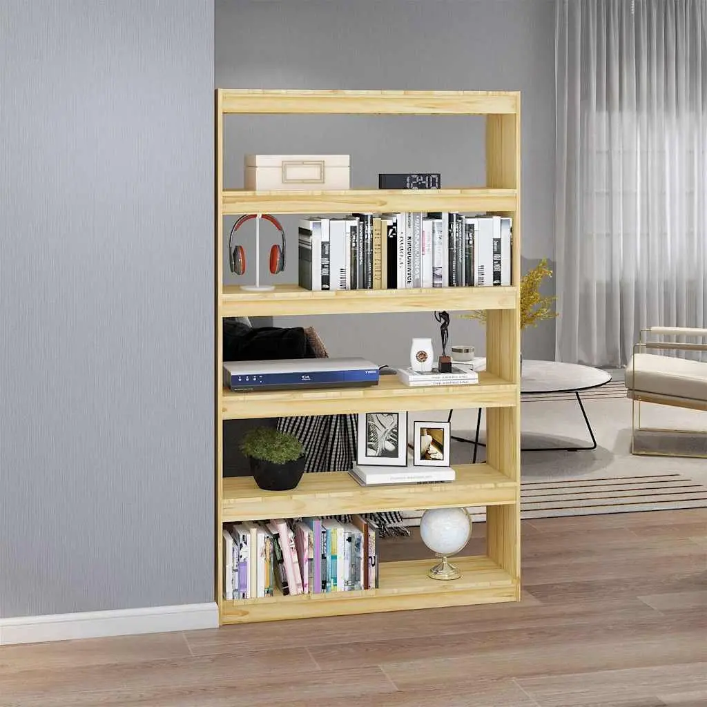 Wooden Book Cabinet Room Divider Brown 100x30x167.5 cm Solid Pinewood Standing Shelf Storage