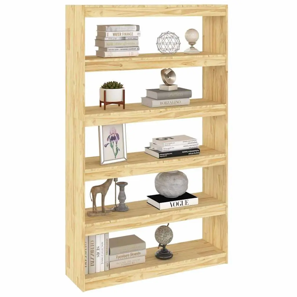 Wooden Book Cabinet Room Divider Brown 100x30x167.5 cm Solid Pinewood Standing Shelf Storage