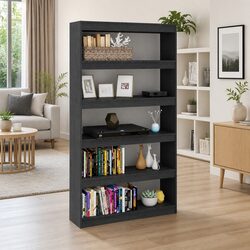 Grey Solid Pinewood Book Cabinet with Room Divider Function