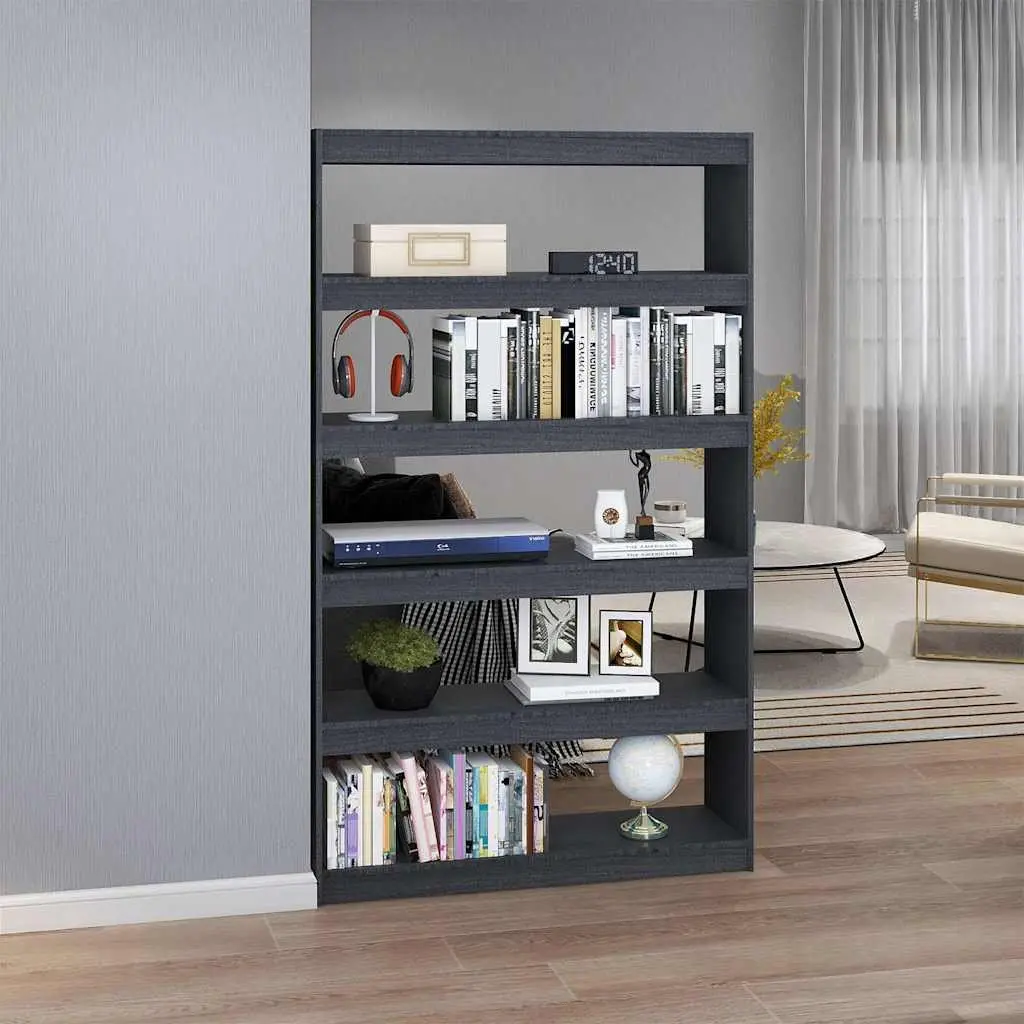 Grey Solid Pinewood Book Cabinet with Room Divider Function