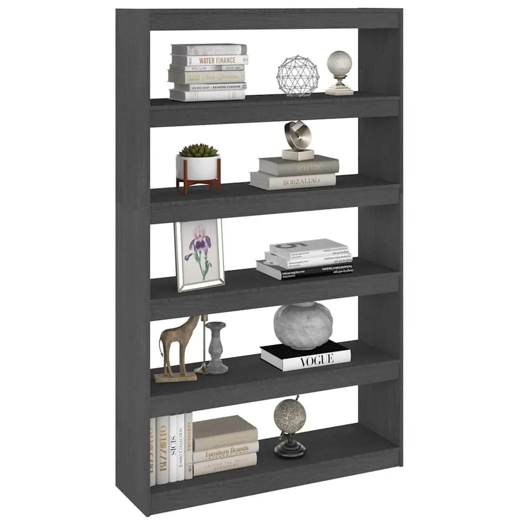 Grey Solid Pinewood Book Cabinet with Room Divider Function