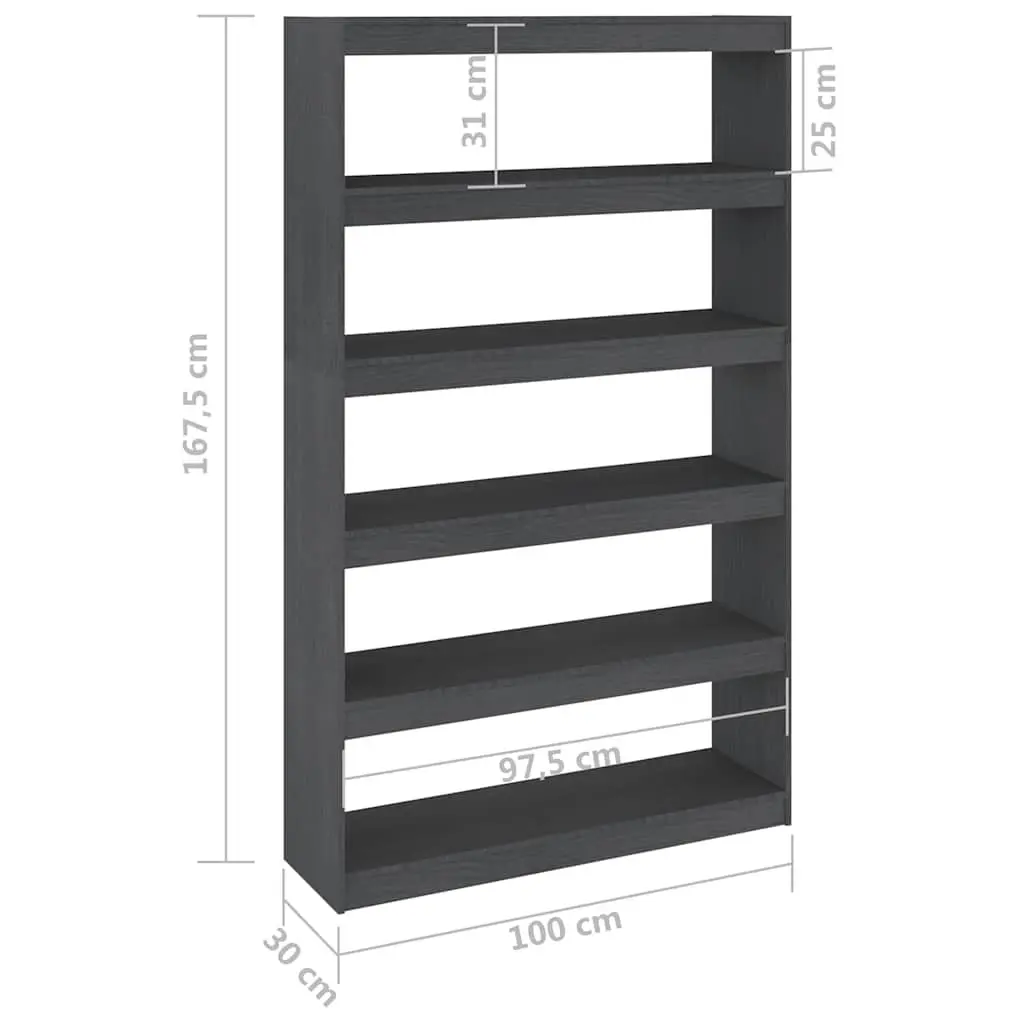 Grey Solid Pinewood Book Cabinet with Room Divider Function