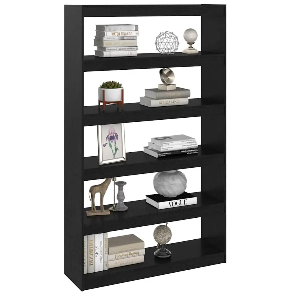Black Solid Pinewood Book Cabinet Room Divider