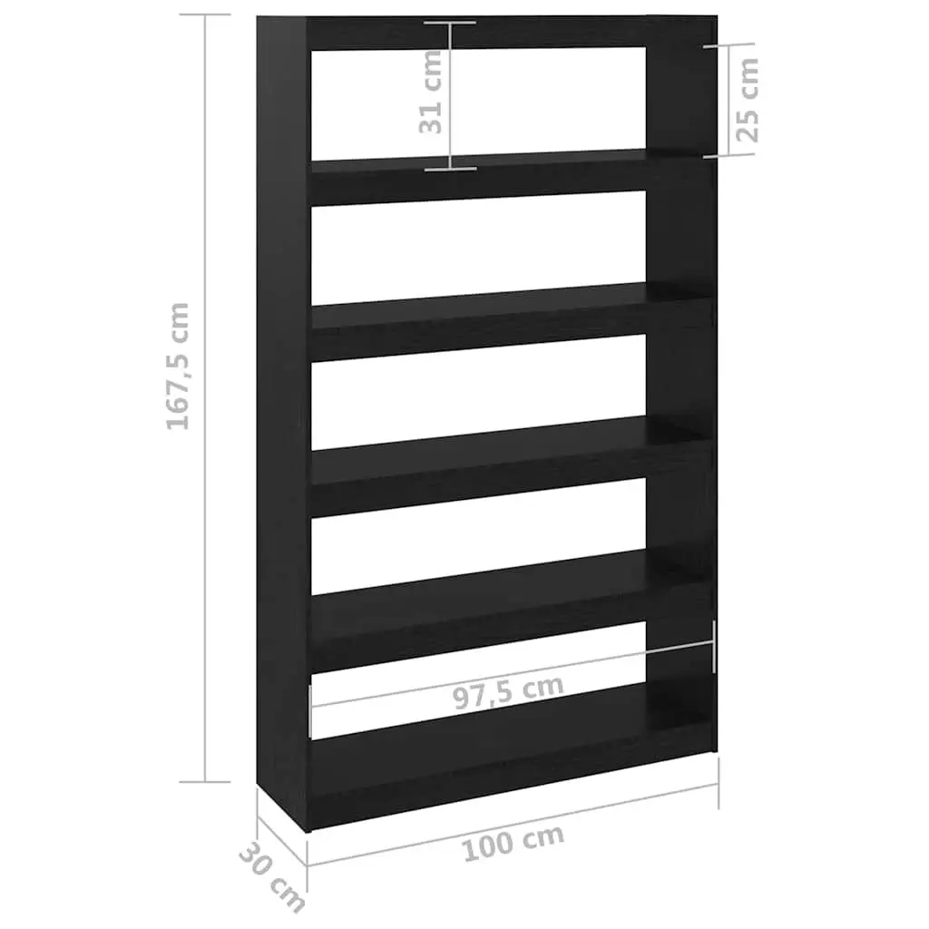 Black Solid Pinewood Book Cabinet Room Divider
