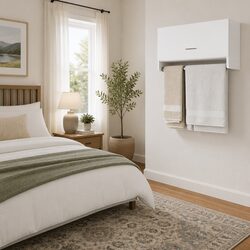 White Compact Wardrobe Cabinet with Hanger Bar