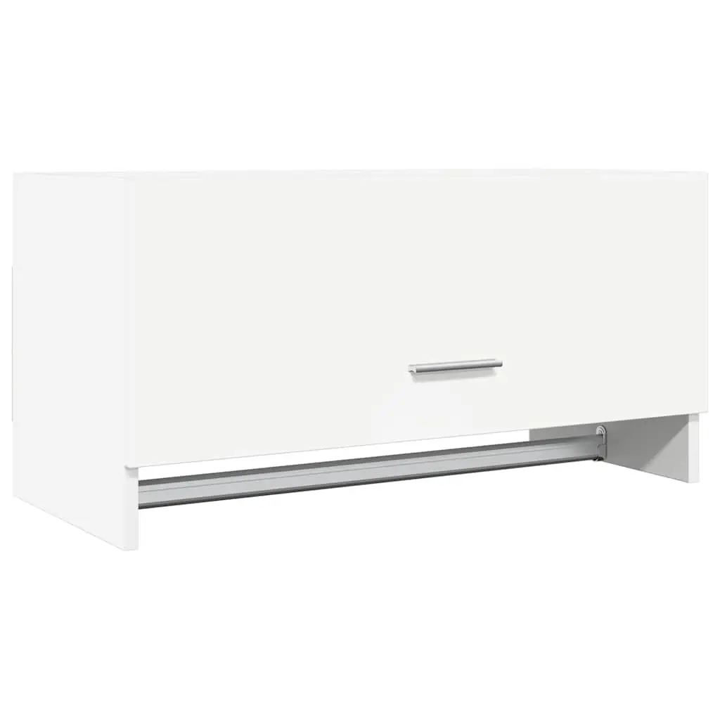 White Compact Wardrobe Cabinet with Hanger Bar