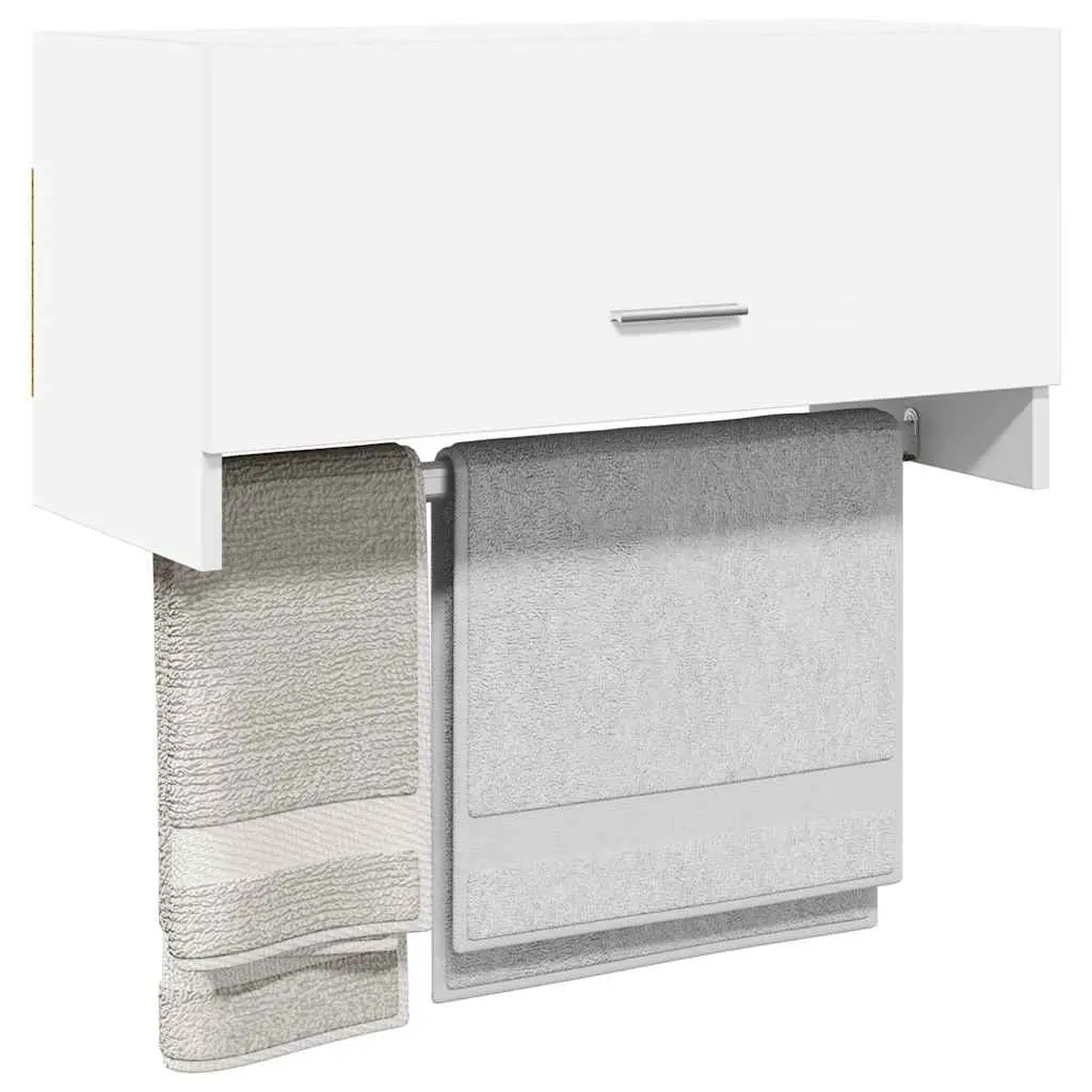White Compact Wardrobe Cabinet with Hanger Bar