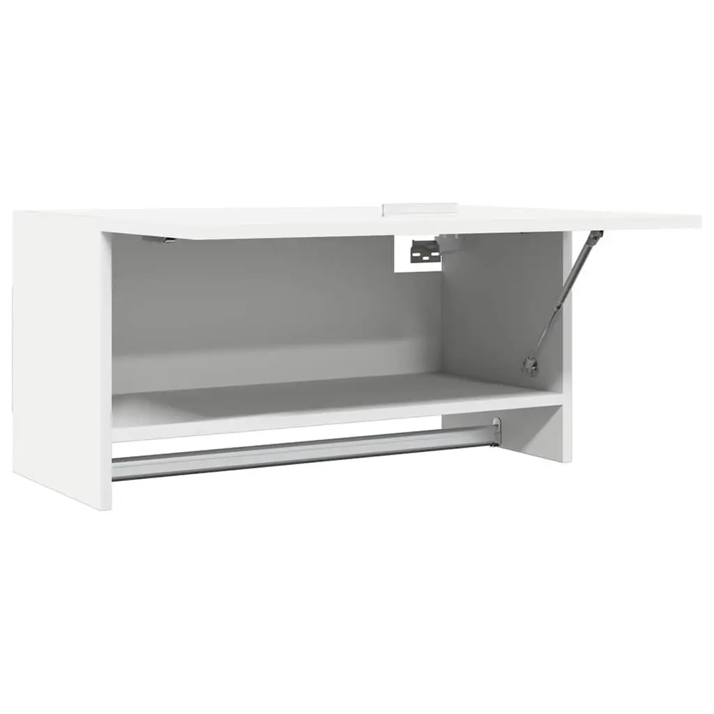 White Compact Wardrobe Cabinet with Hanger Bar