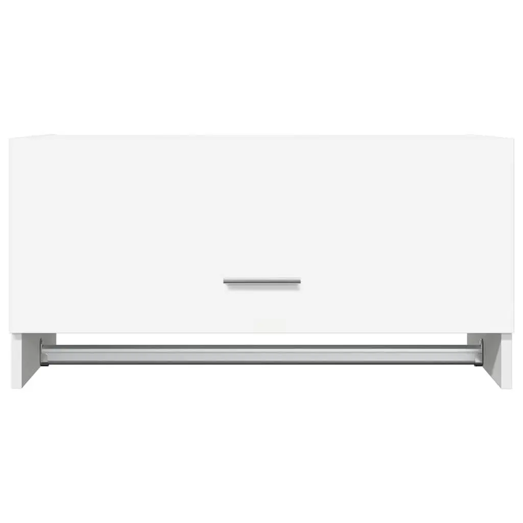 White Compact Wardrobe Cabinet with Hanger Bar