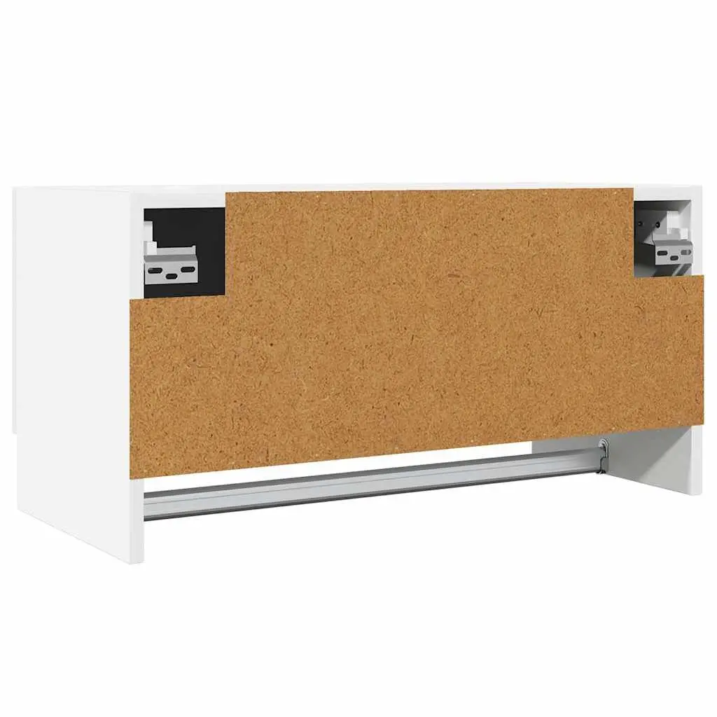 White Compact Wardrobe Cabinet with Hanger Bar