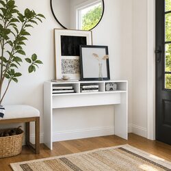 White Engineered Wood Console Table for Hallways