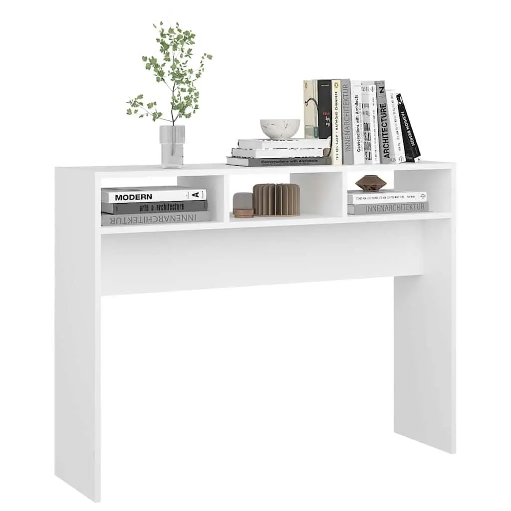 White Engineered Wood Console Table for Hallways