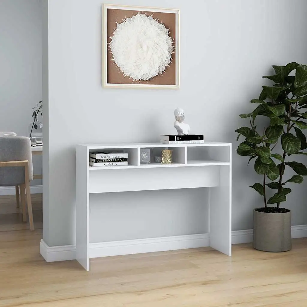 White Engineered Wood Console Table for Hallways