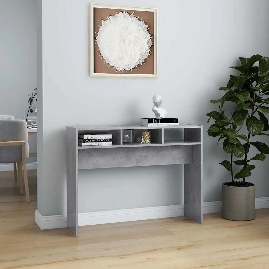 Console Table Grey Engineered Wood Compact Side Table for Hall Entryway Living Room