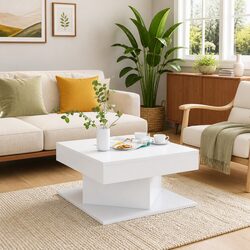White Coffee Table for Living Rooms 57x57x30 cm