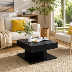 Black Square Coffee Table for Living Room Spaces