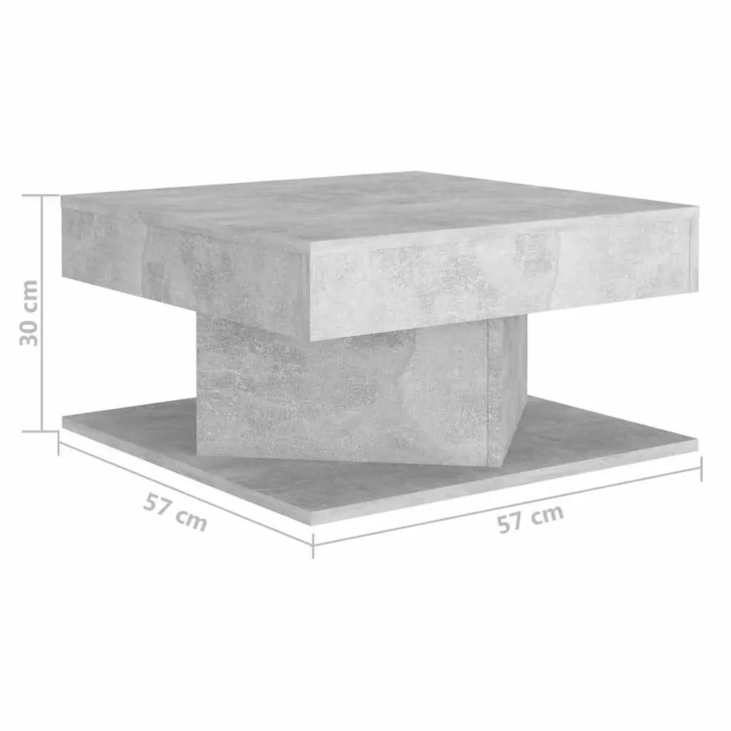 Coffee Table Concrete Effect Grey 57x57x30cm Engineered Wood Accent Storage