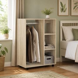 Warm Engineered Wood Wardrobe for Bedroom Storage