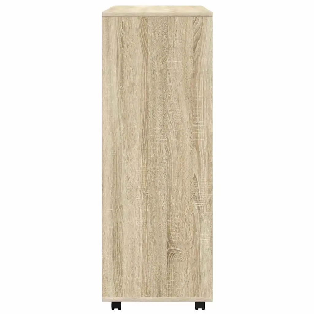 Engineered Wood Wardrobe Bedroom Storage Cabinet with Wheels Open Compartment