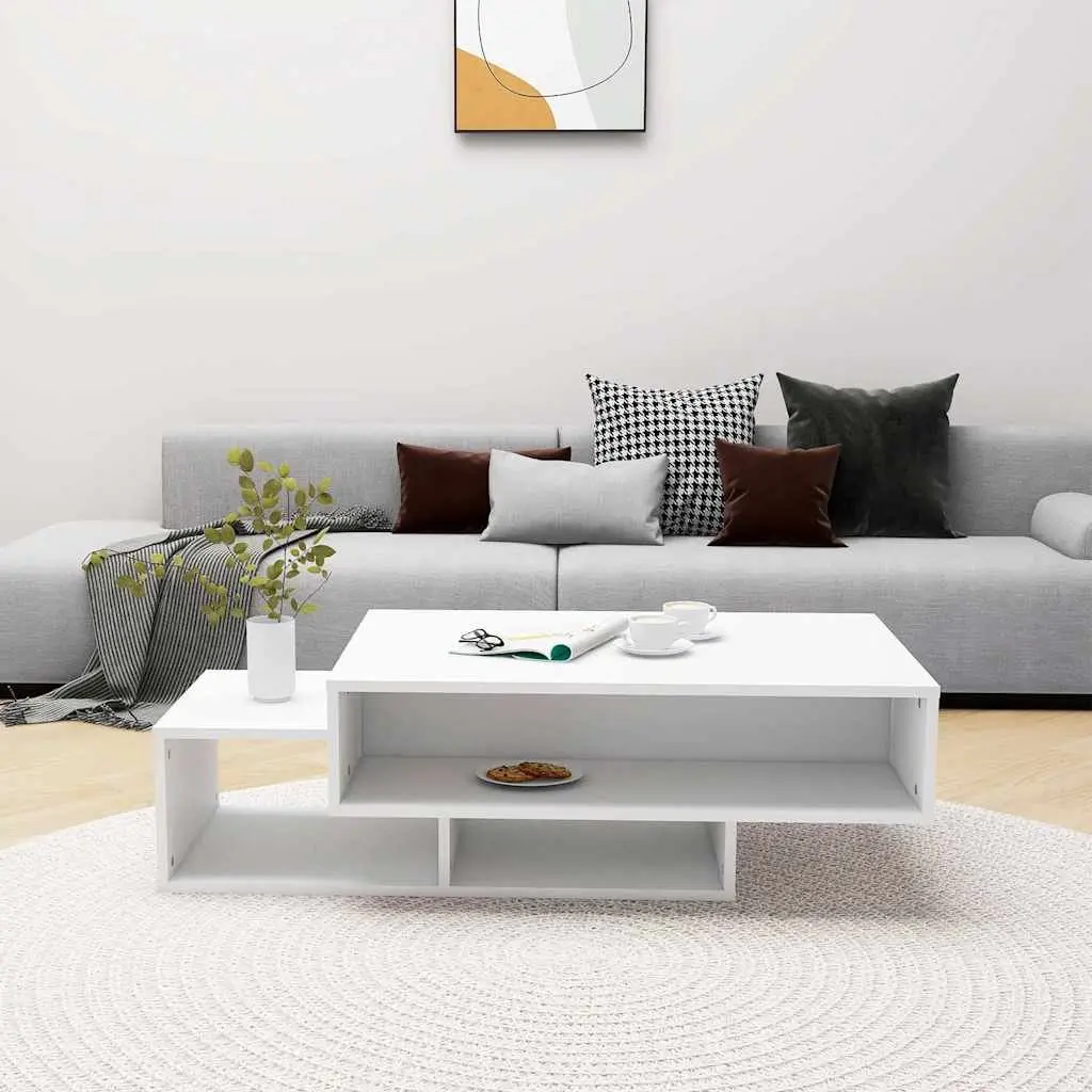 White Coffee Table with Storage for Living Room