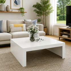 White Square Coffee Table for Modern Living Spaces
