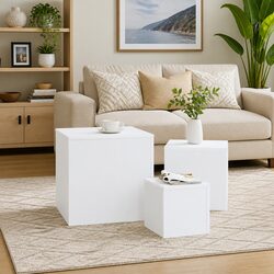 Set of 3 White Accent Side Tables for Versatile Spaces