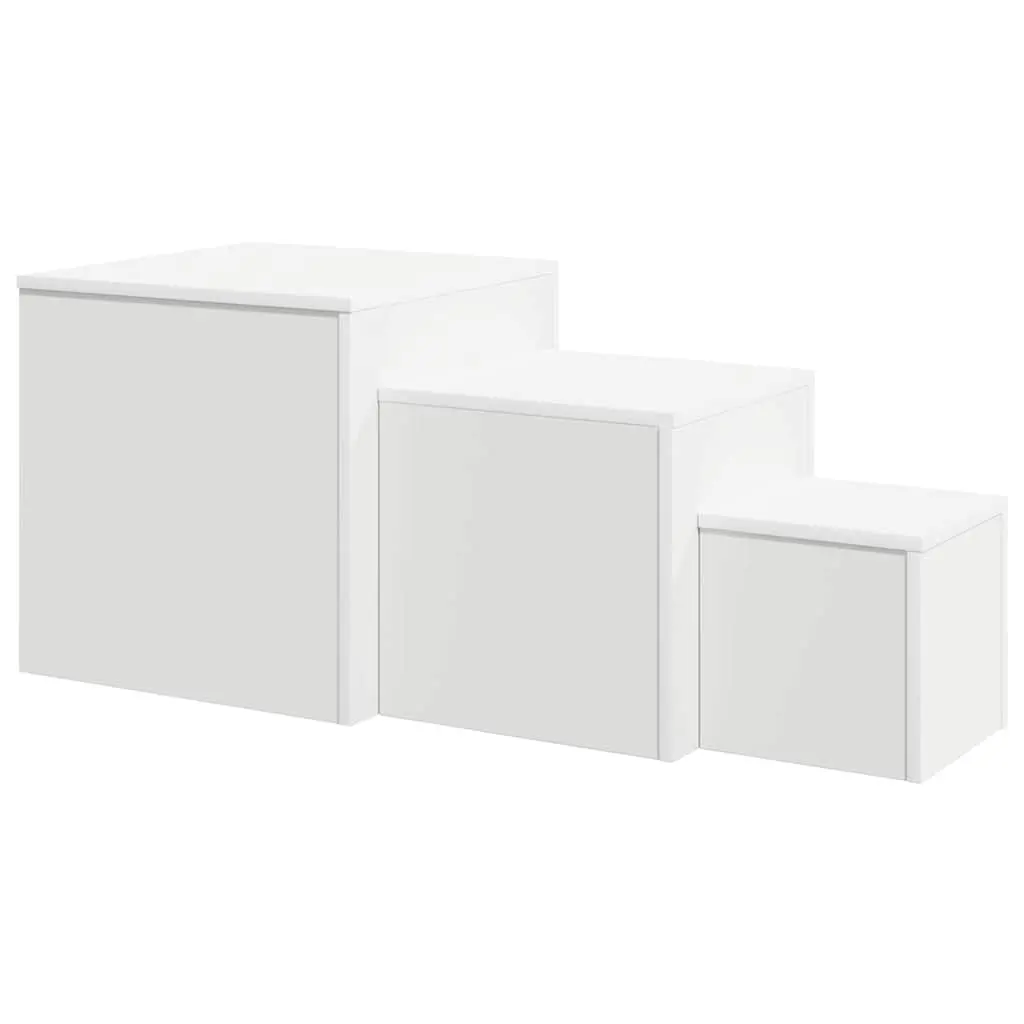 End Tables Set of 3 White Accent Side Tables for Living Room Bedroom Sofa Plant