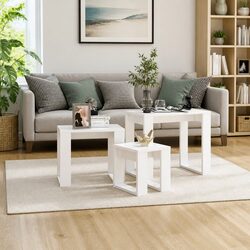 3 Piece White Nesting Tables Set for Living Spaces