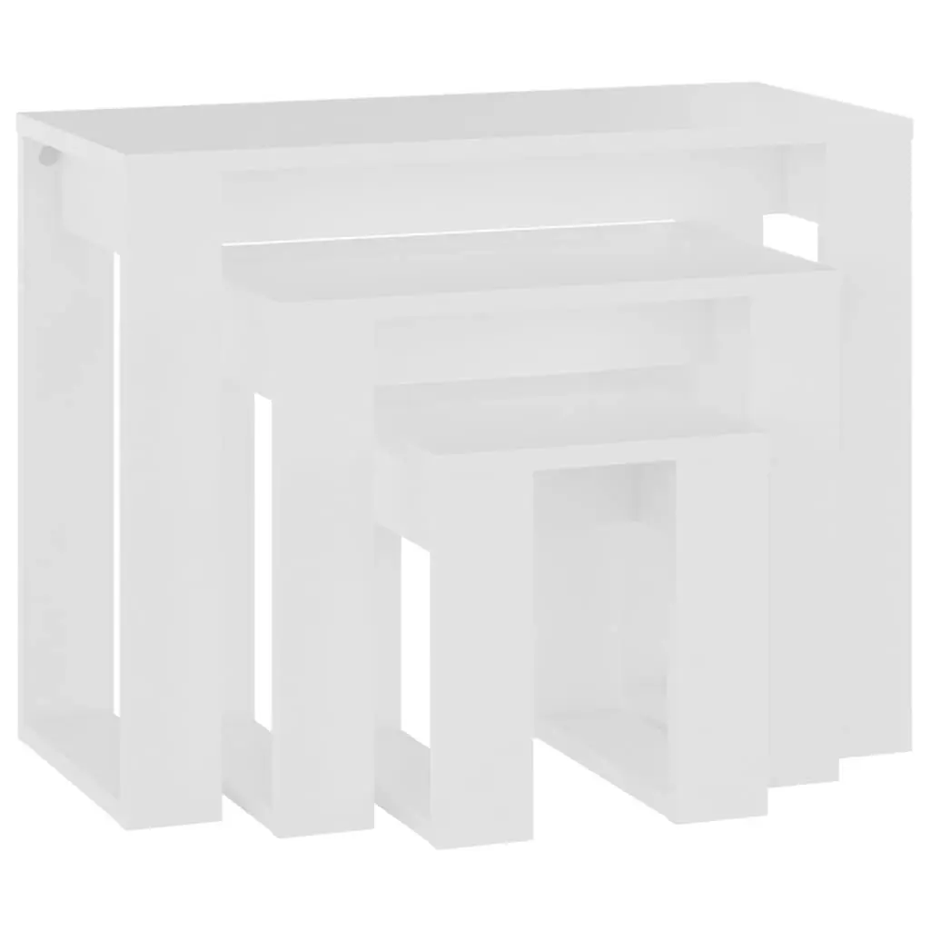 3 Piece White Nesting Tables Set for Living Spaces
