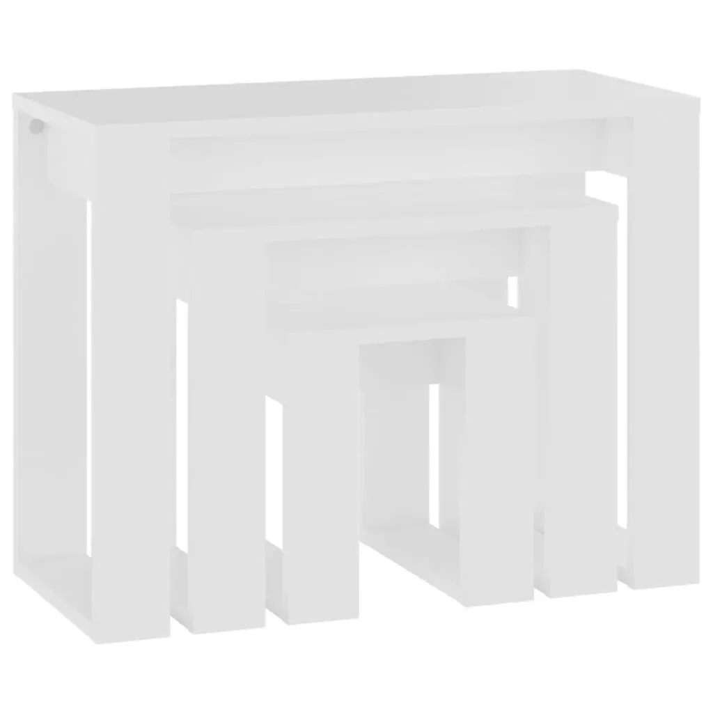 3 Piece White Nesting Tables Set for Living Spaces