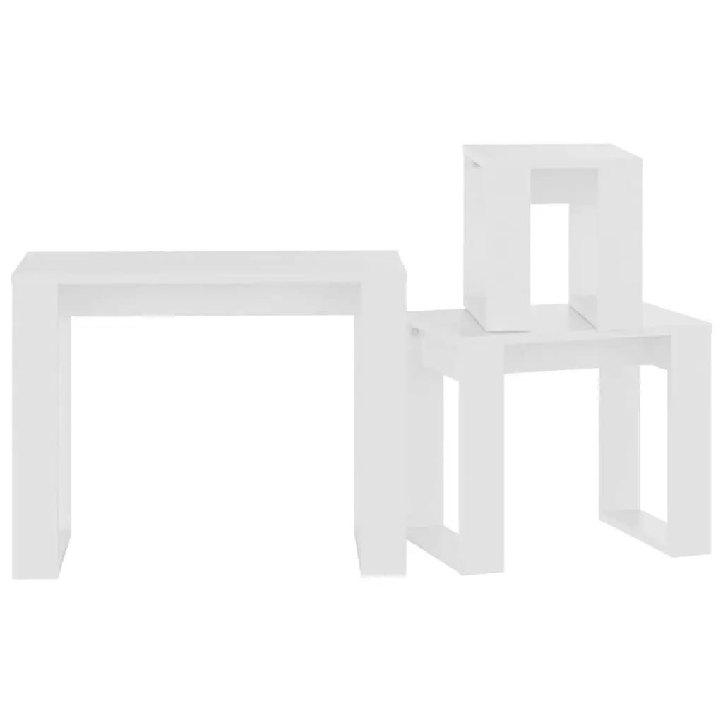 3 Piece White Nesting Tables Set for Living Spaces