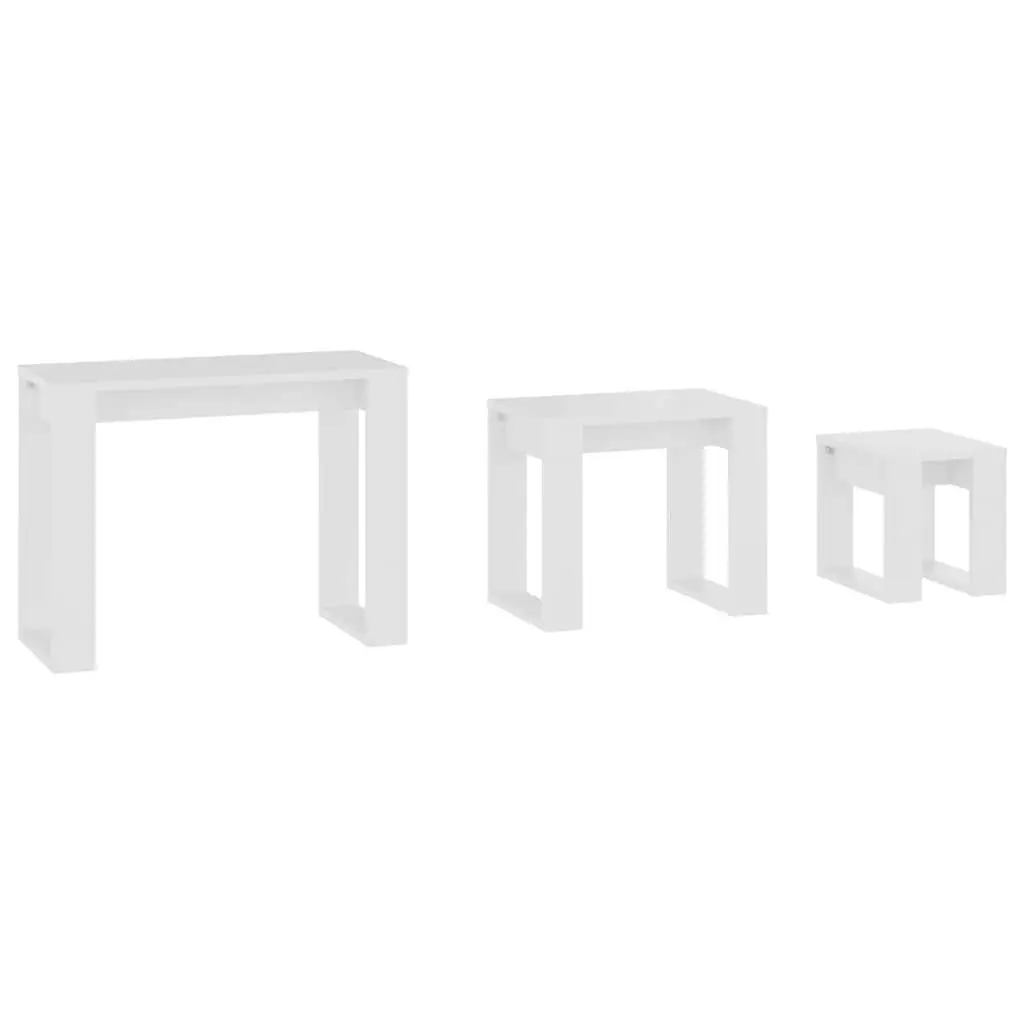 3 Piece White Nesting Tables Set for Living Spaces