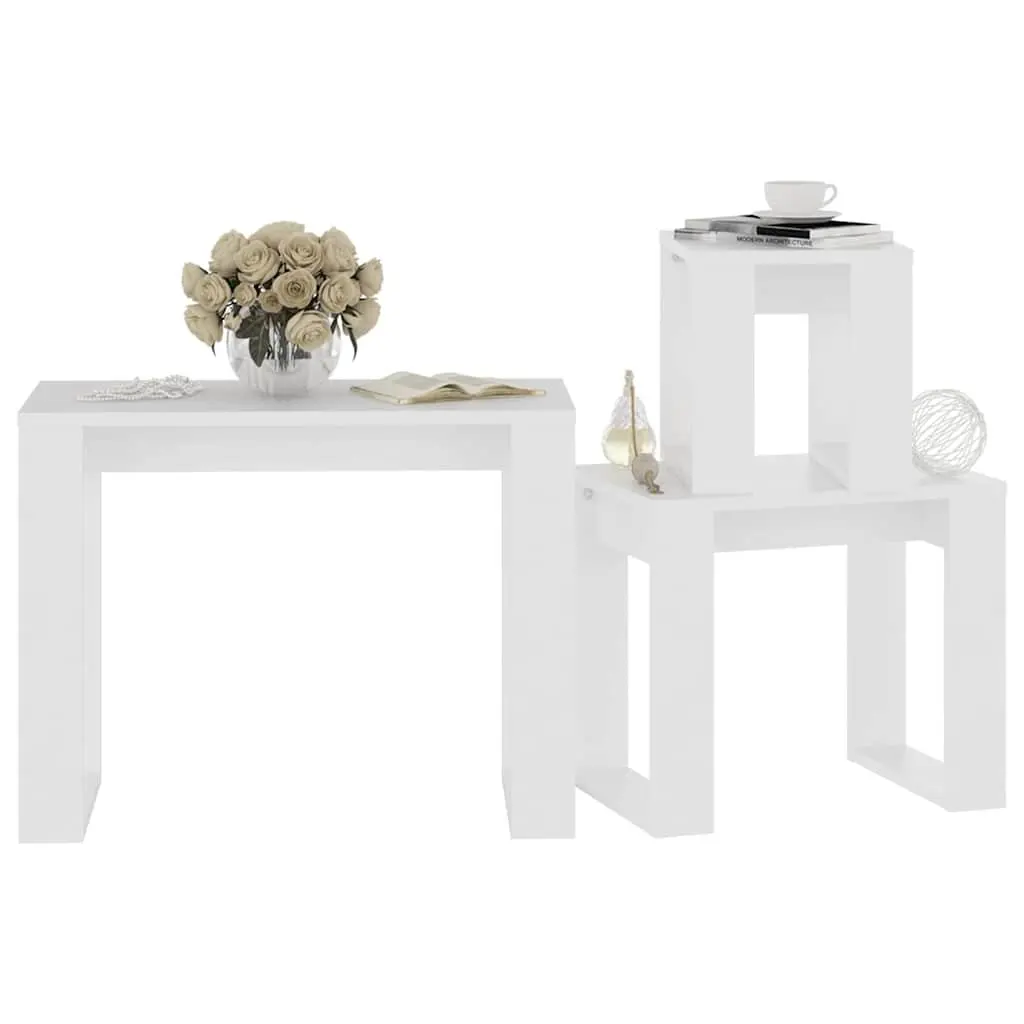 3 Piece White Nesting Tables Set for Living Spaces