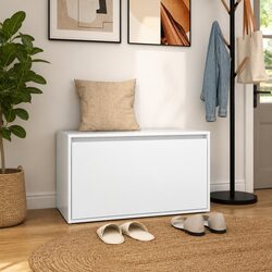 Cozy Hall Storage Bench for Entryway in White