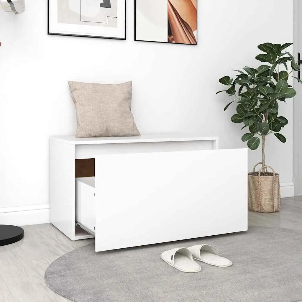 Hall Storage Bench White Engineered Wood 80x40x45cm