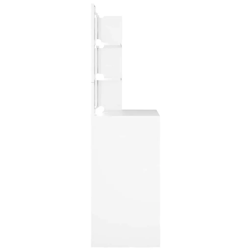 White Bedroom Vanity Unit with LED Mirror and Shelves