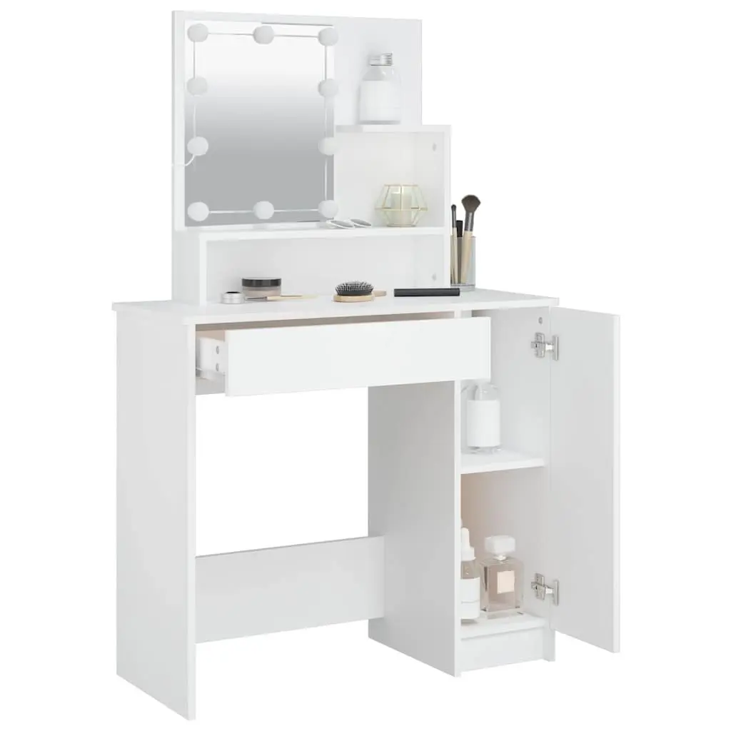 White LED Mirror Makeup Vanity Dressing Table