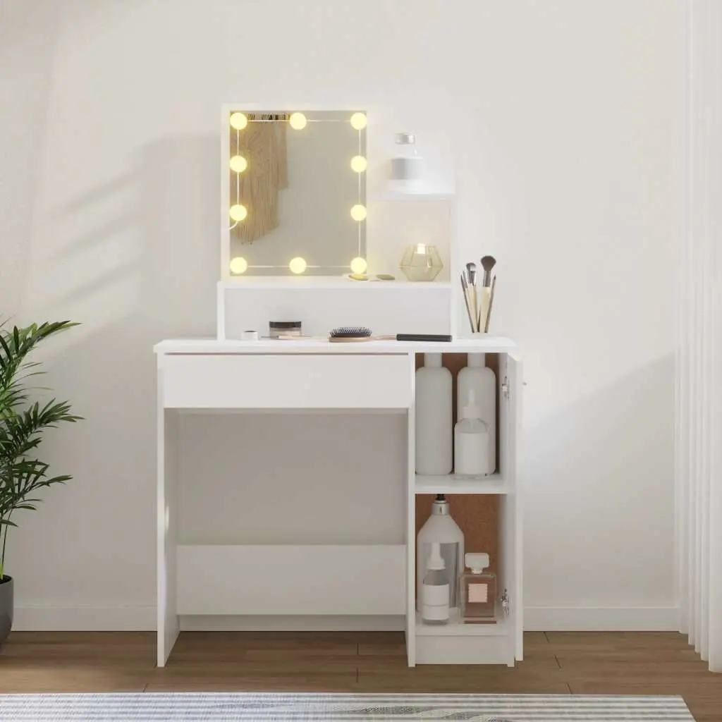 White LED Mirror Makeup Vanity Dressing Table