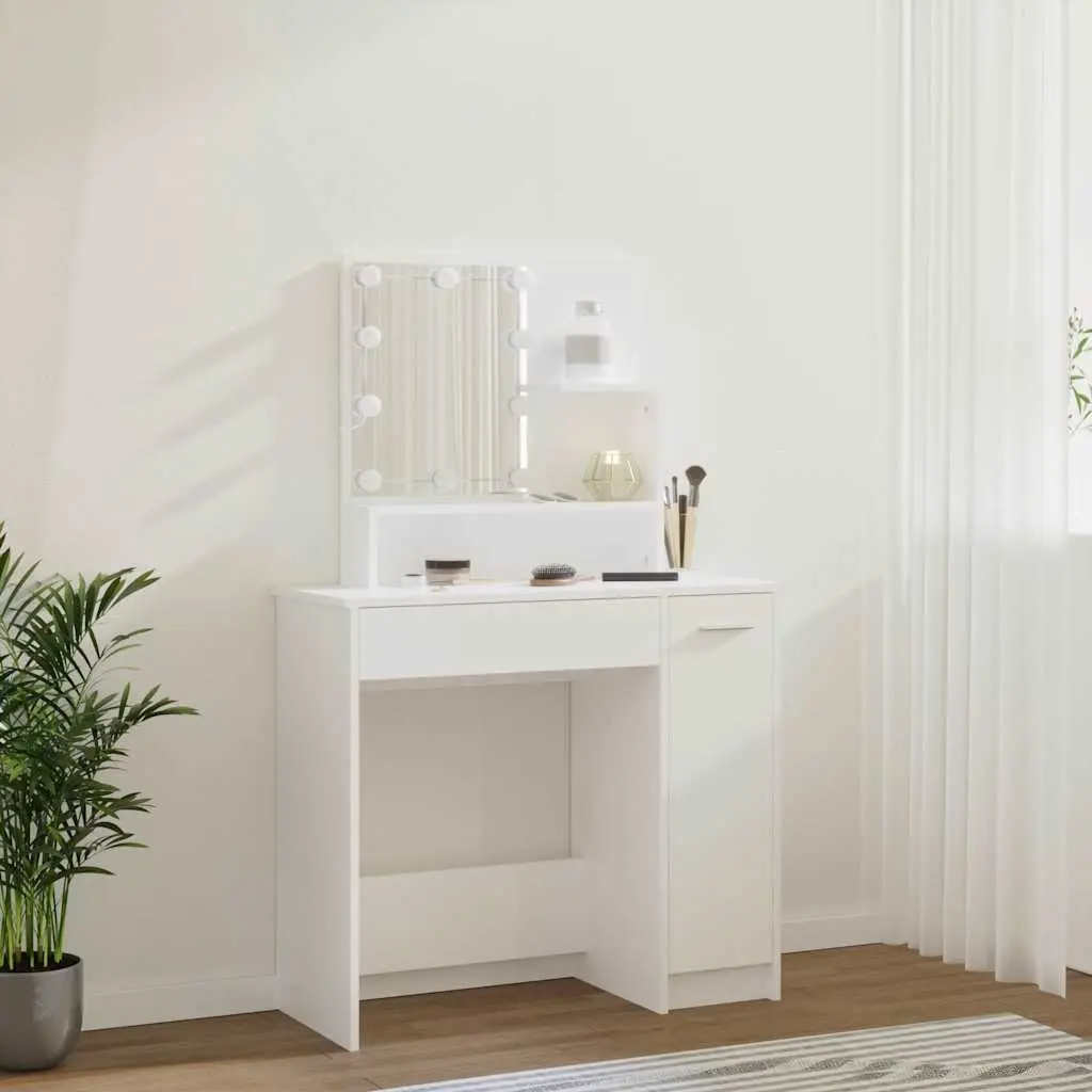 White LED Mirror Makeup Vanity Dressing Table