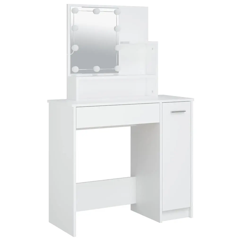 White LED Mirror Makeup Vanity Dressing Table